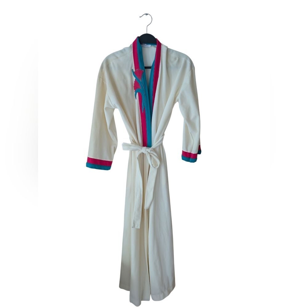 Vanity Fair Vintage 70s Cozy Comfy‎ Fleece Retro Tie Waist Robe Size Medium